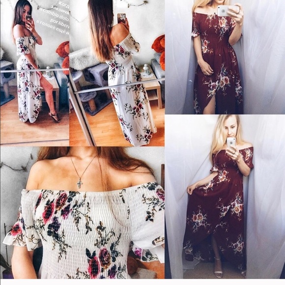 💥HP💥 Floral Print Beach Long Off Shoulder Dress - Picture 8 of 8